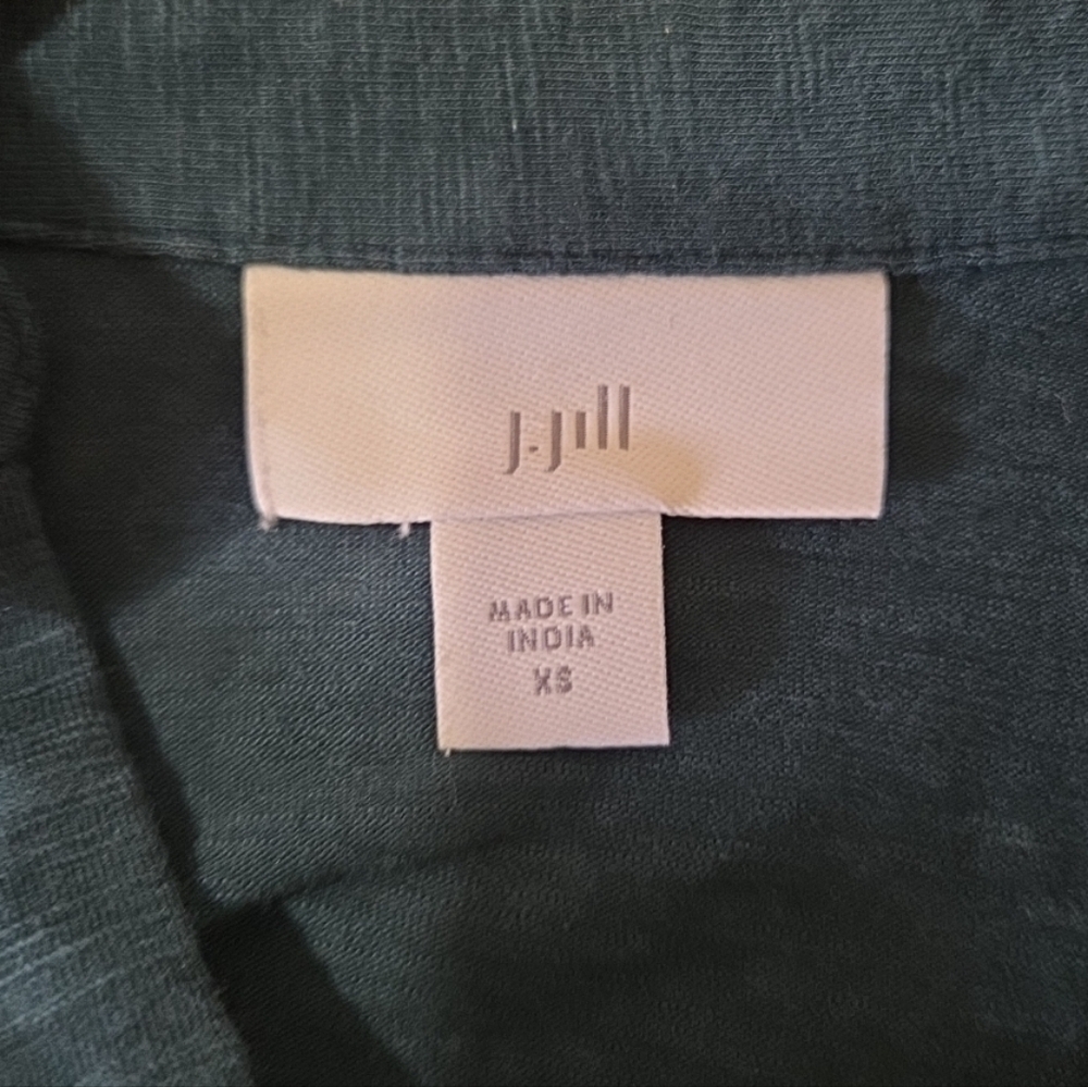 J Jill Stretch Shirt Cotton Modal Long Sleeve Button Up Dark Green - Picture 5 of 8